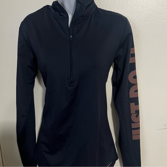 Navy Nike Just Do It Rose Pink Long Sleeve 1/4 Zip Jacket - Picture 1 of 3